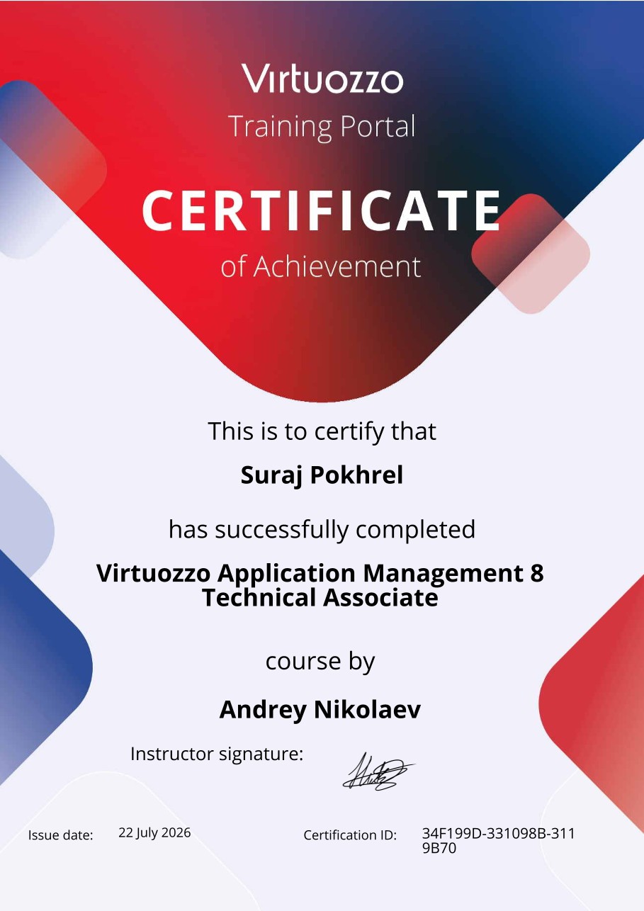 Virtuozzo Application Management 8
Technical Associate